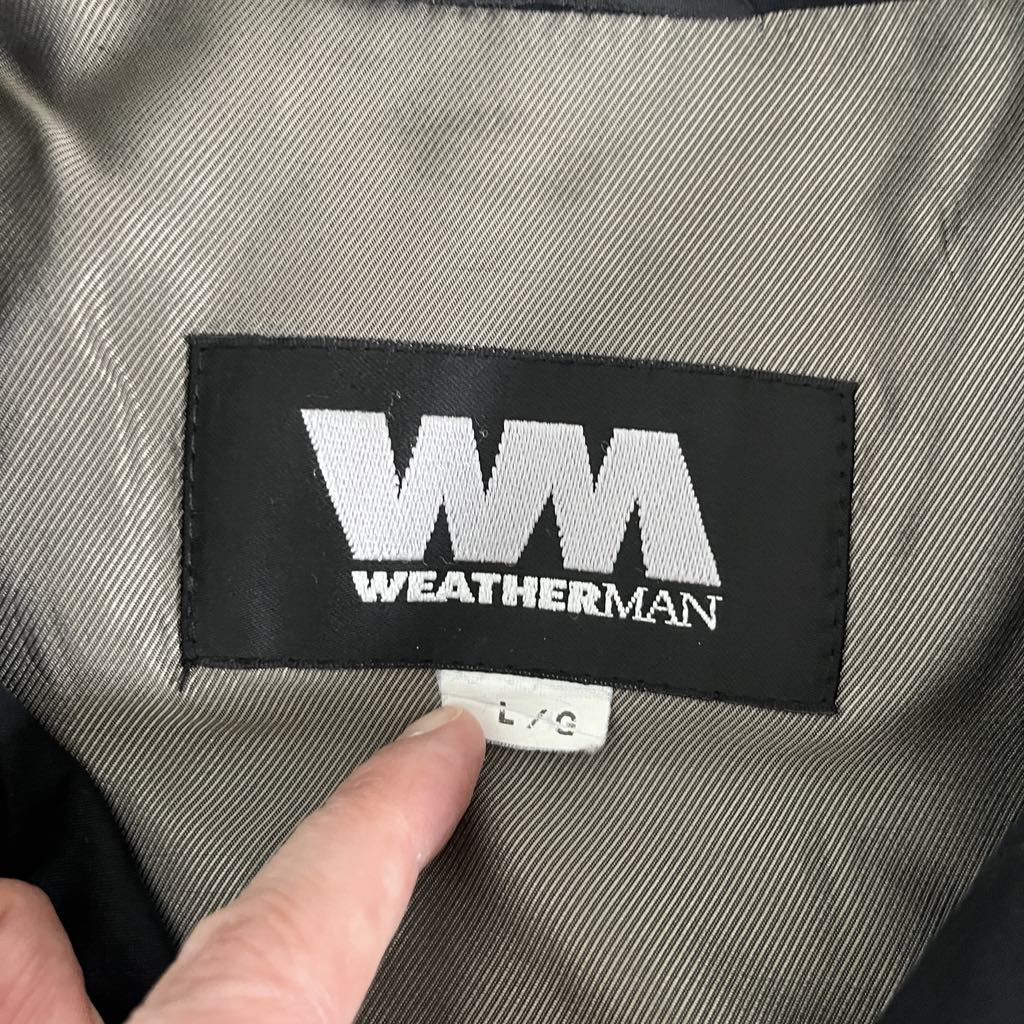 Weatherman Transitional Lightweight Charcoal Black Trench Coat Mid-Length, Large
