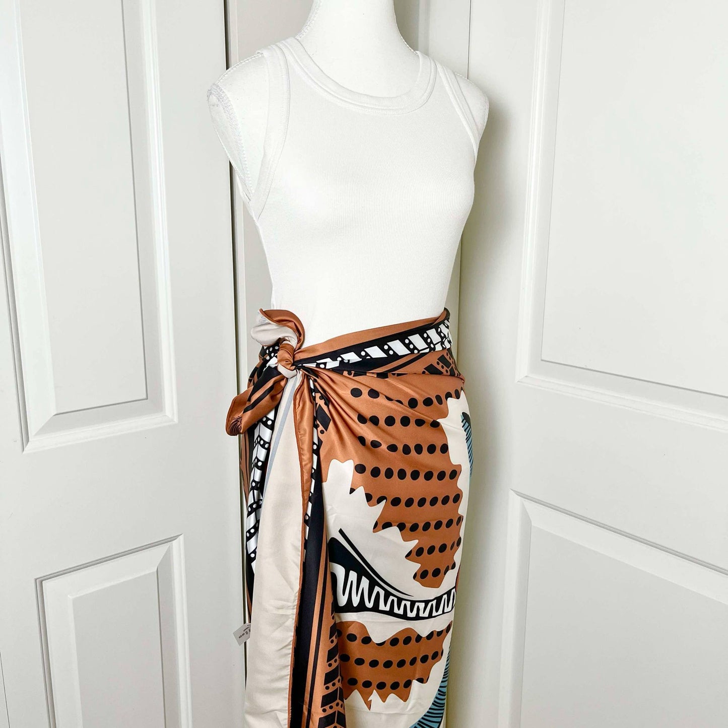 Tropical Palm Tree Versatile Boho Resortwear Satin Scarf Shawl Sarong Pareo