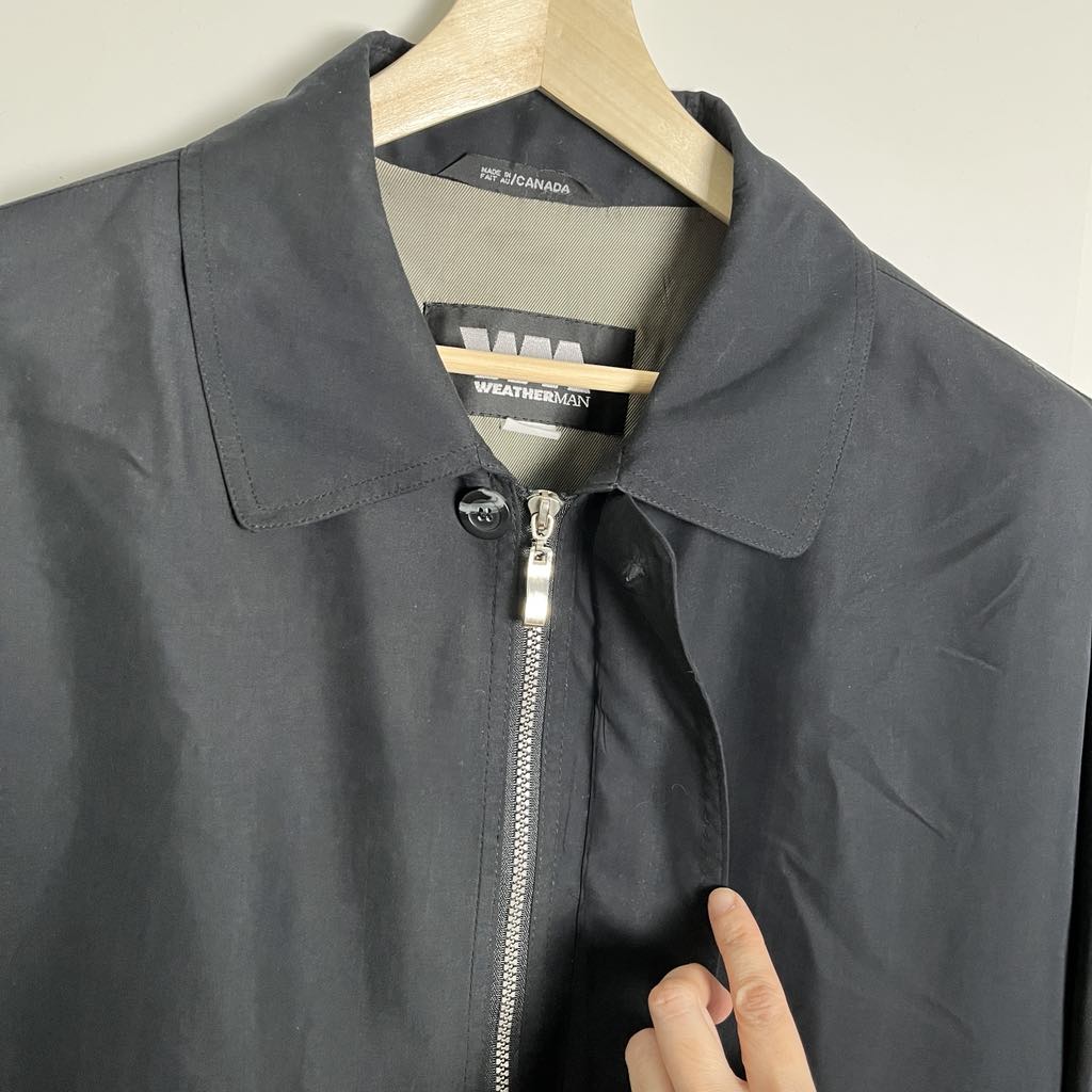 Weatherman Transitional Lightweight Charcoal Black Trench Coat Mid-Length, Large