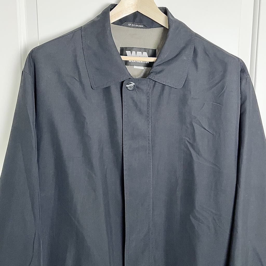 Weatherman Transitional Lightweight Charcoal Black Trench Coat Mid-Length, Large
