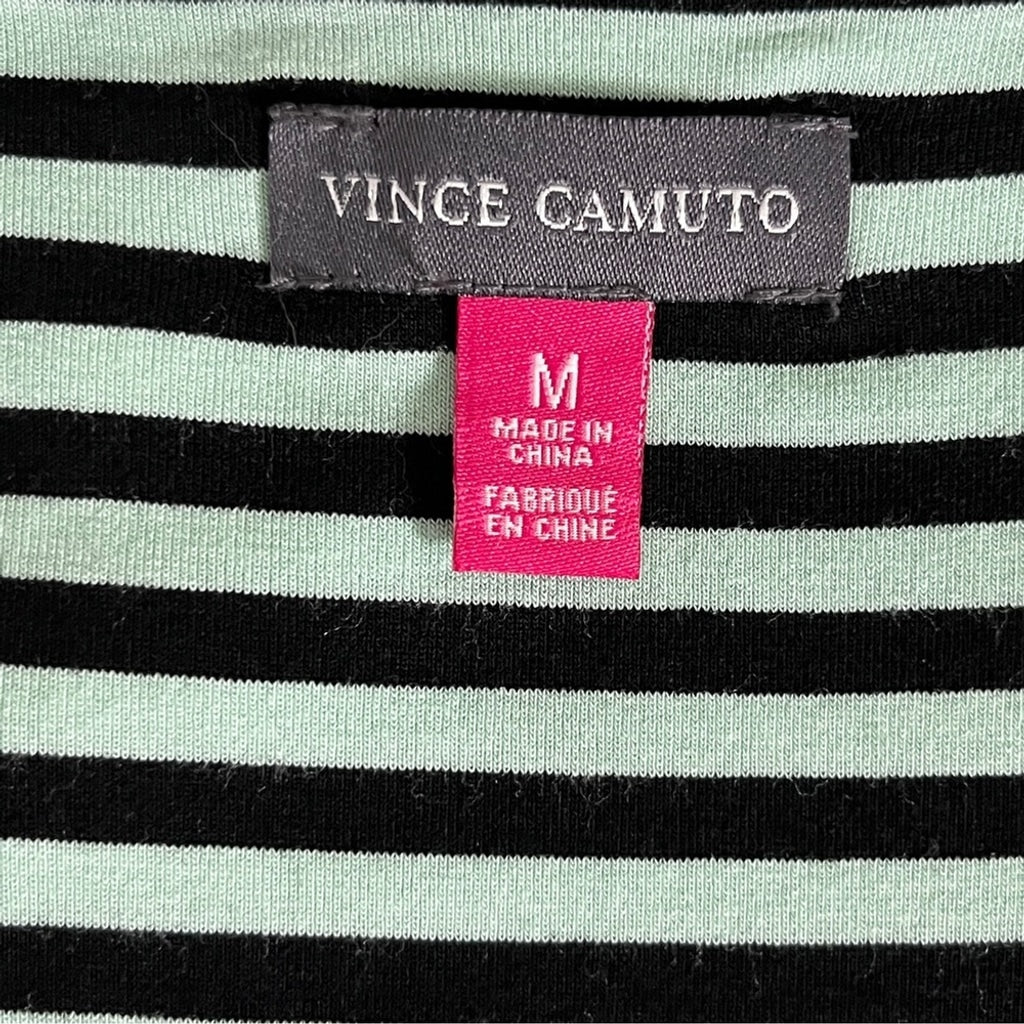 Vince Camuto Striped Bandage Inspired Crossover Top - Light Green & Black - Size Medium