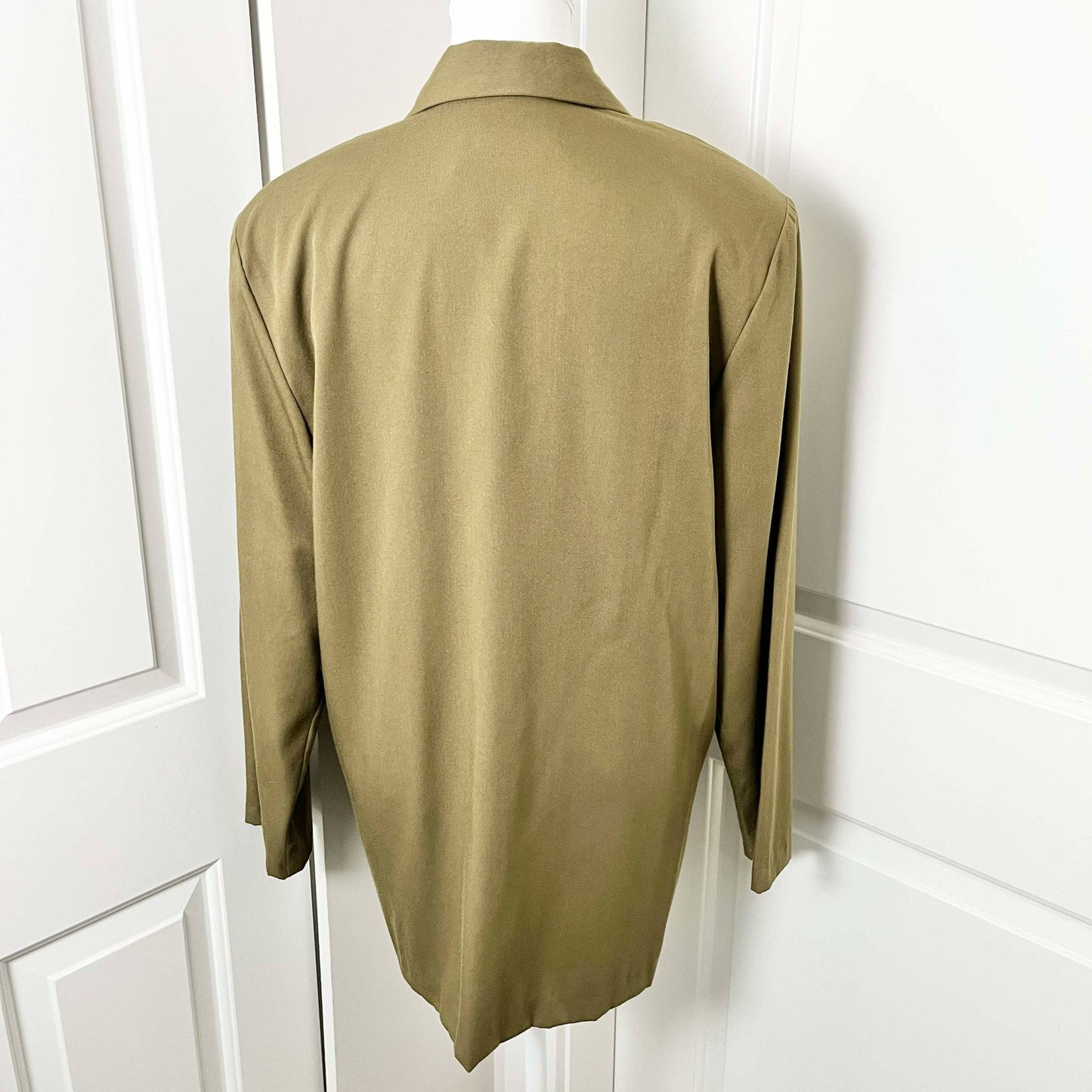 Vintage Lightweight Blazer with Handmade Duette Brooch Set - Olive - Large
