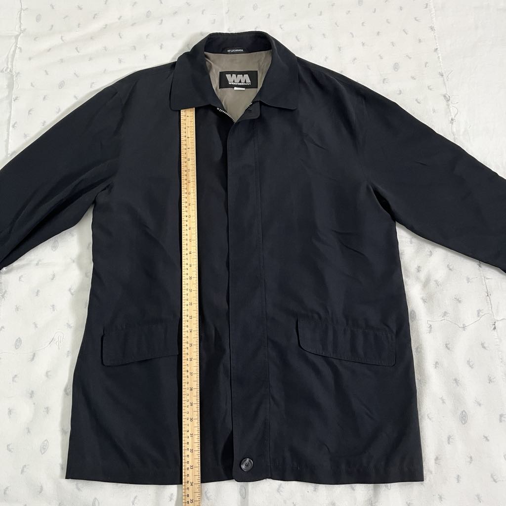 Weatherman Transitional Lightweight Charcoal Black Trench Coat Mid-Length, Large