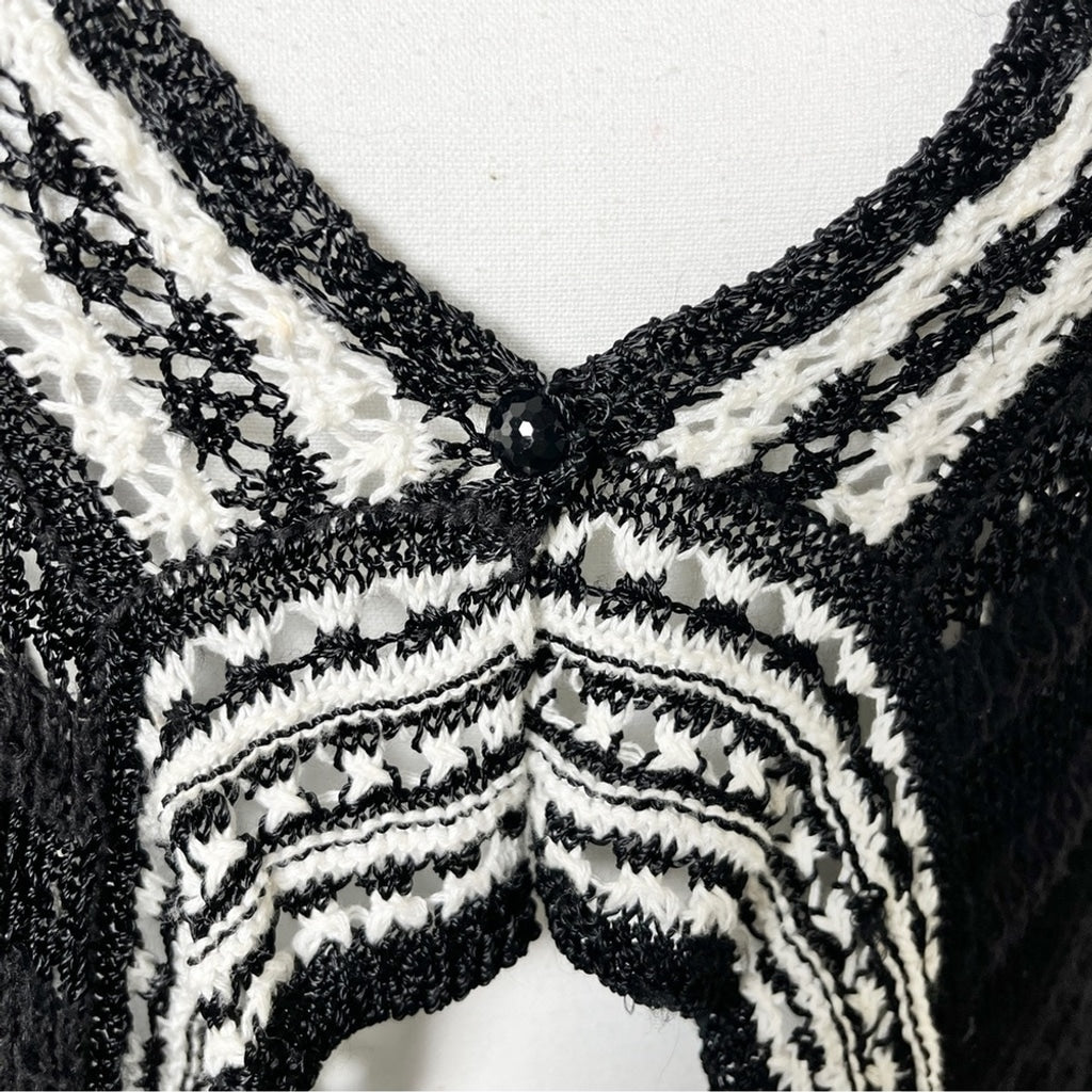 Bianca Nygard Bolero Style Cascading Knit Cardigan - Black & White -10/12 PM
