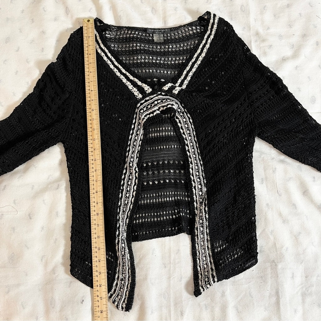 Bianca Nygard Bolero Style Cascading Knit Cardigan - Black & White -10/12 PM