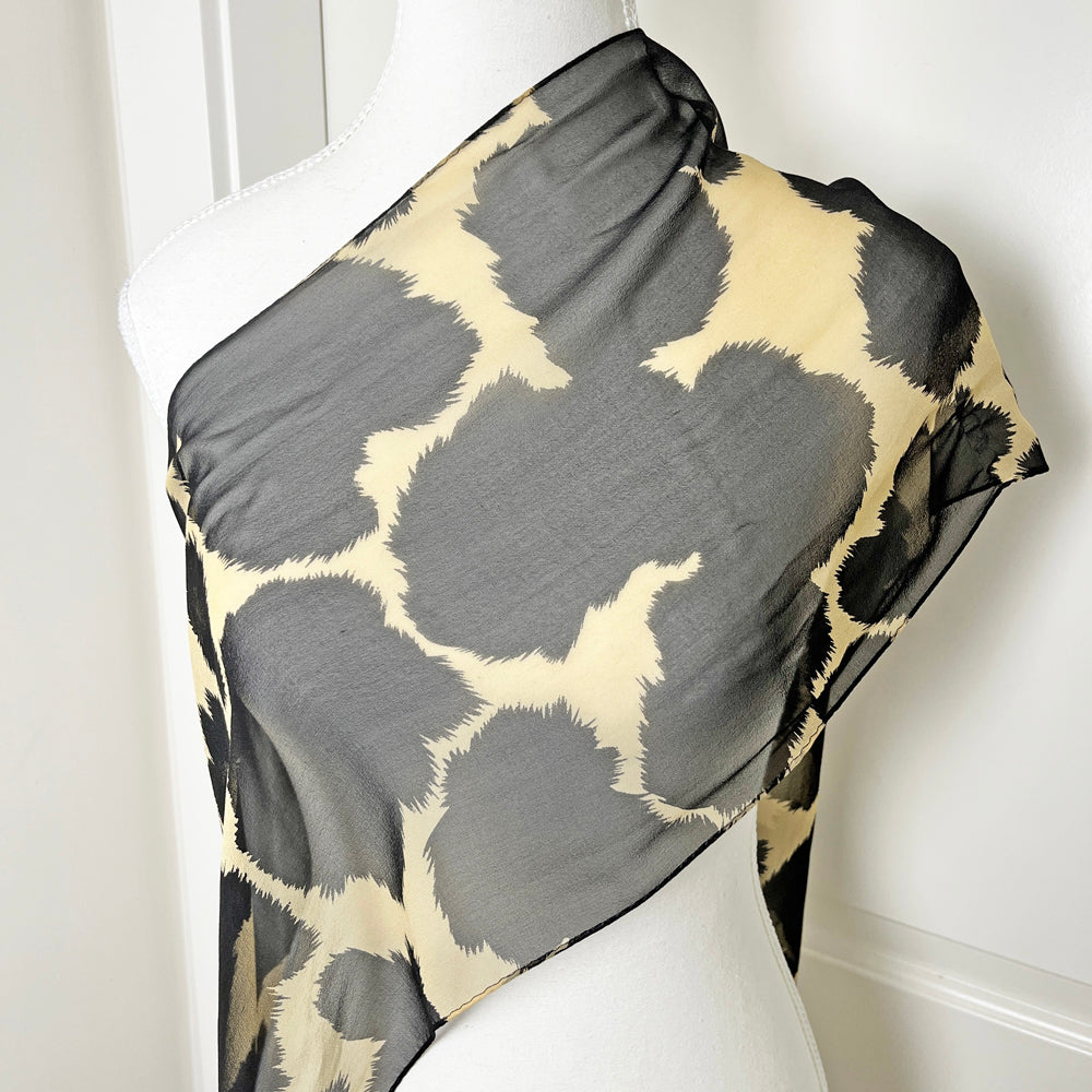 Urban Edge: Sheer Animal Print Scarf with Convertible Gemstone Dreamcatcher Necklace Set