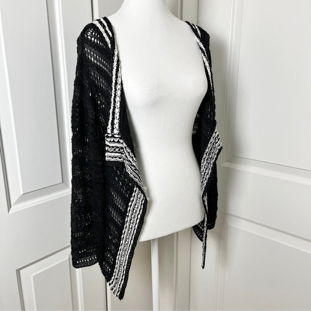 Bianca Nygard Bolero Style Cascading Knit Cardigan - Black & White -10/12 PM