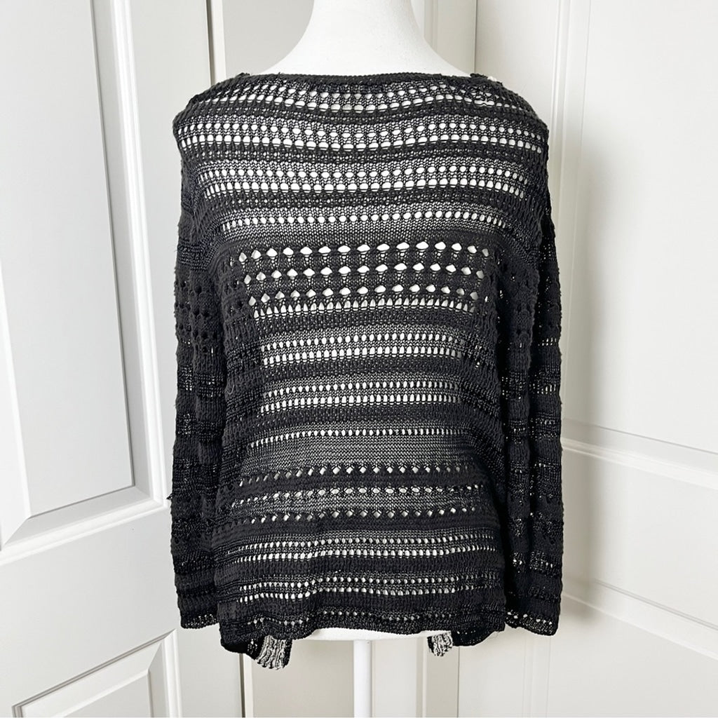 Bianca Nygard Bolero Style Cascading Knit Cardigan - Black & White -10/12 PM