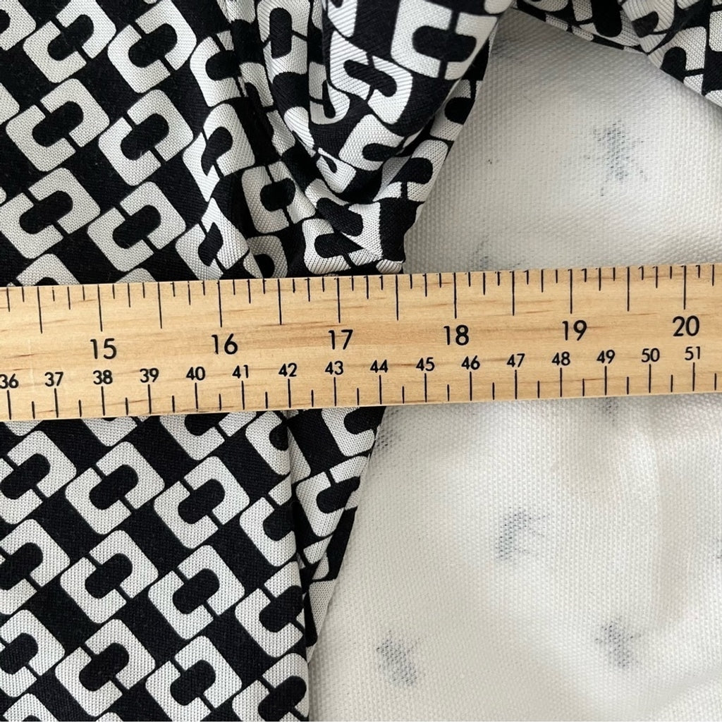 Diane Von Furstenburg DVF Reina Silk Shift Dress in Chain Link-Black White-US Size 6
