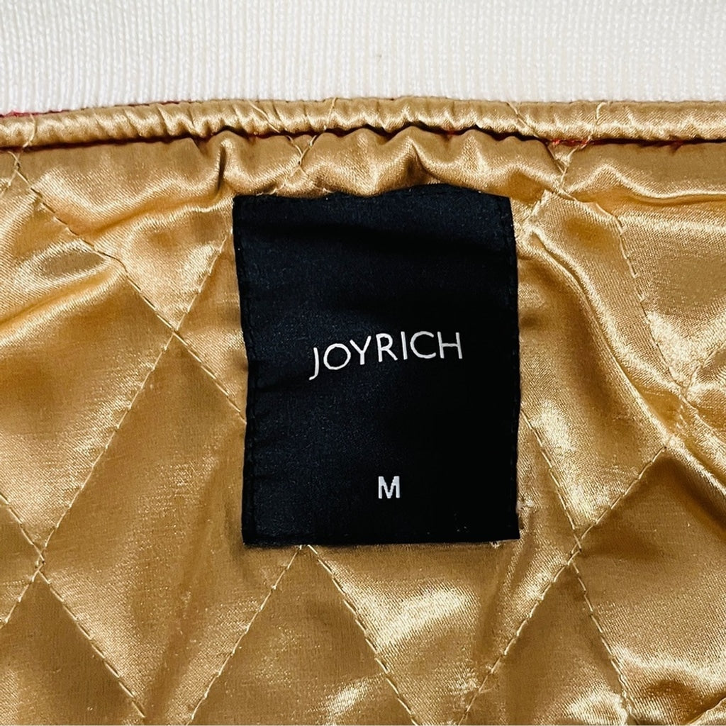Joyrich Wool Blend Varsity Letterman Bomber Jacket - Red Graffiti Style Unisex M