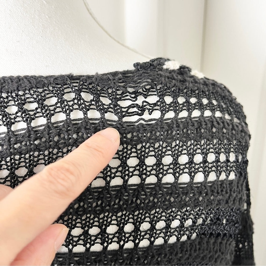 Bianca Nygard Bolero Style Cascading Knit Cardigan - Black & White -10/12 PM