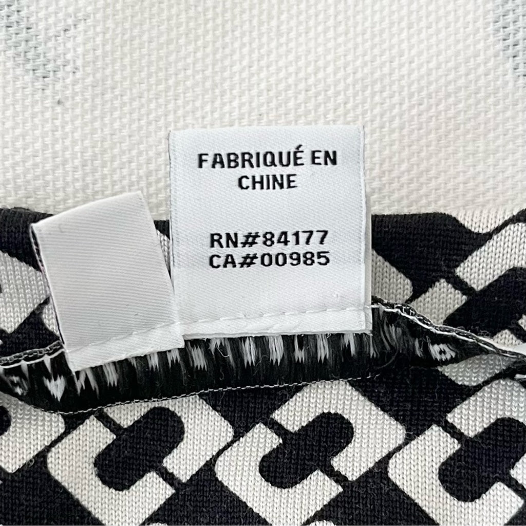 Diane Von Furstenburg DVF Reina Silk Shift Dress in Chain Link-Black White-US Size 6