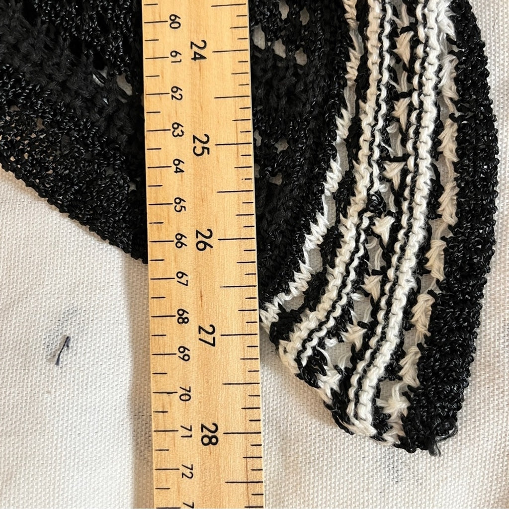 Bianca Nygard Bolero Style Cascading Knit Cardigan - Black & White -10/12 PM