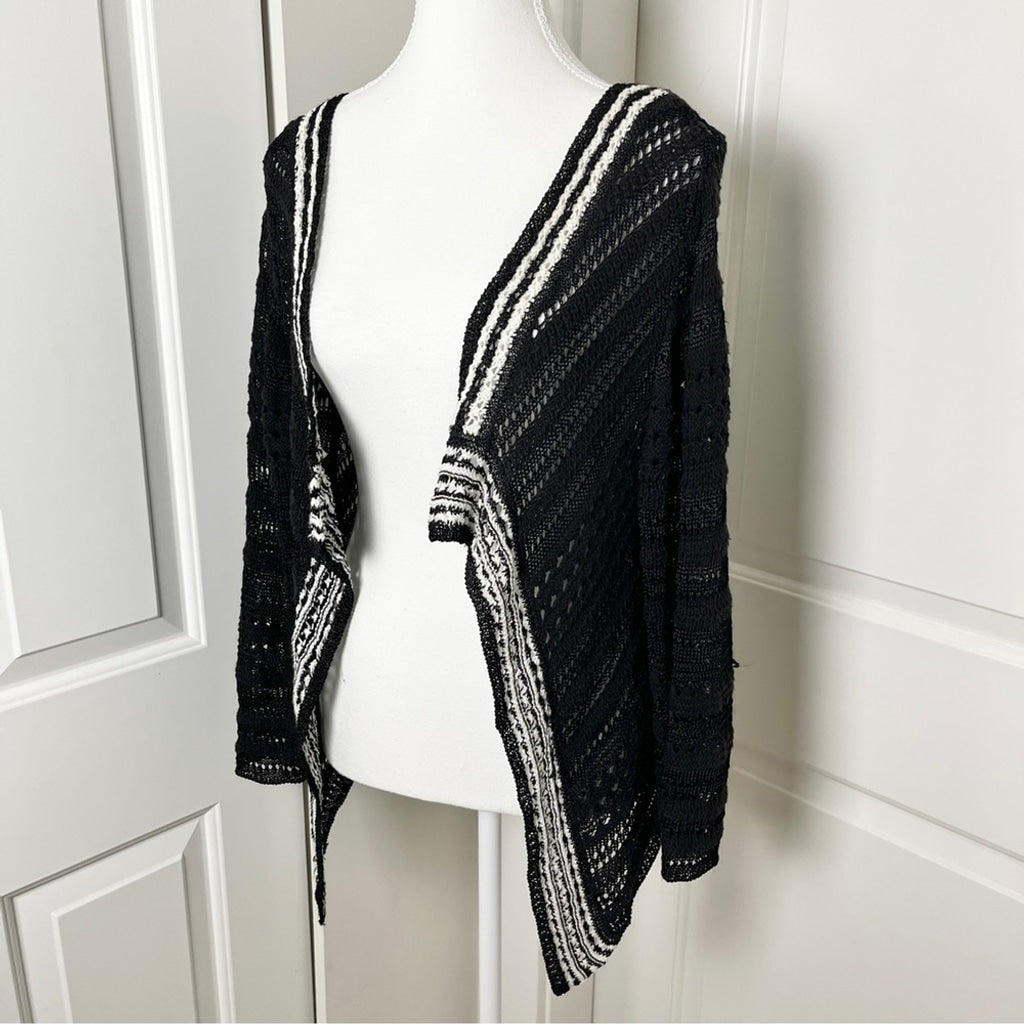 Bianca Nygard Bolero Style Cascading Knit Cardigan - Black & White -10/12 PM