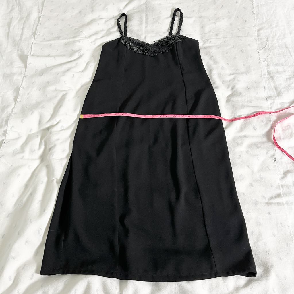Vintage She Europe Black Sequined Strappy Midi Cocktail Dress - Size 8