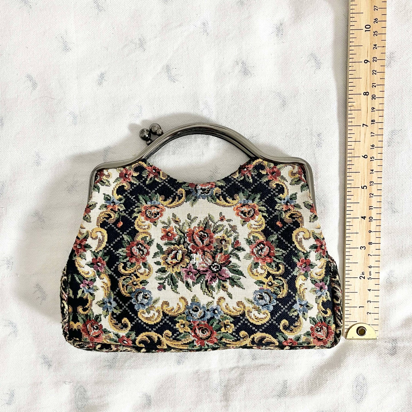 Vintage 60s 70s Bohemian Floral Tapestry Clutch Bag - Multicolor