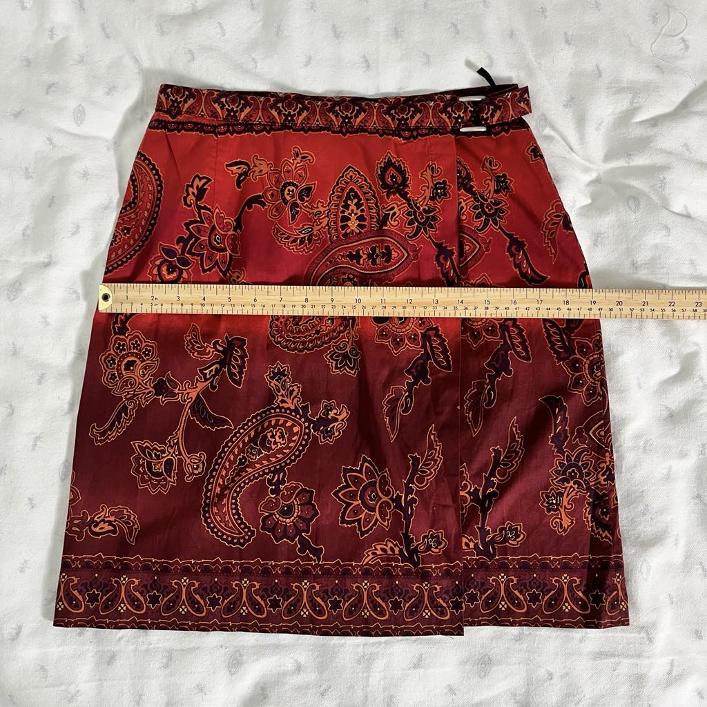 Vintage St. Michael x Marks & Spencer Red Paisley Wrap Skirt – Boho Resort US10