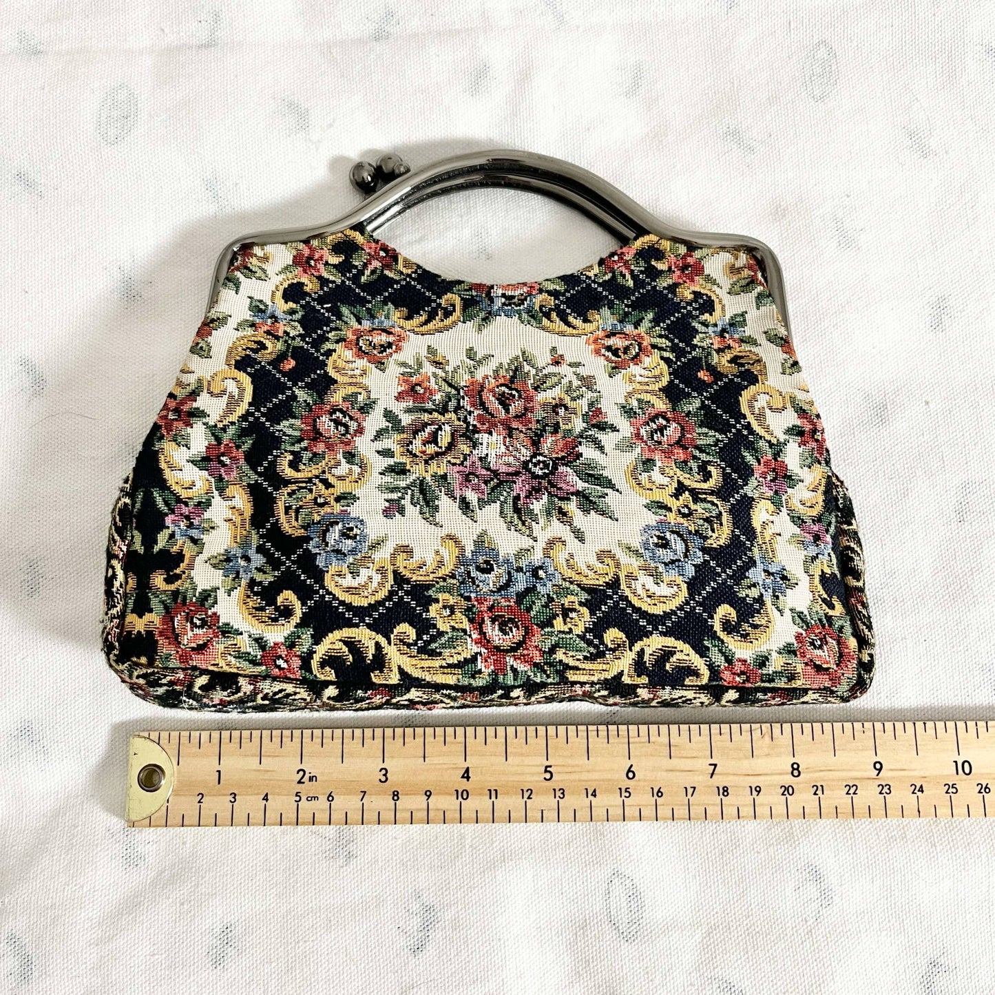 Vintage 60s 70s Bohemian Floral Tapestry Clutch Bag - Multicolor