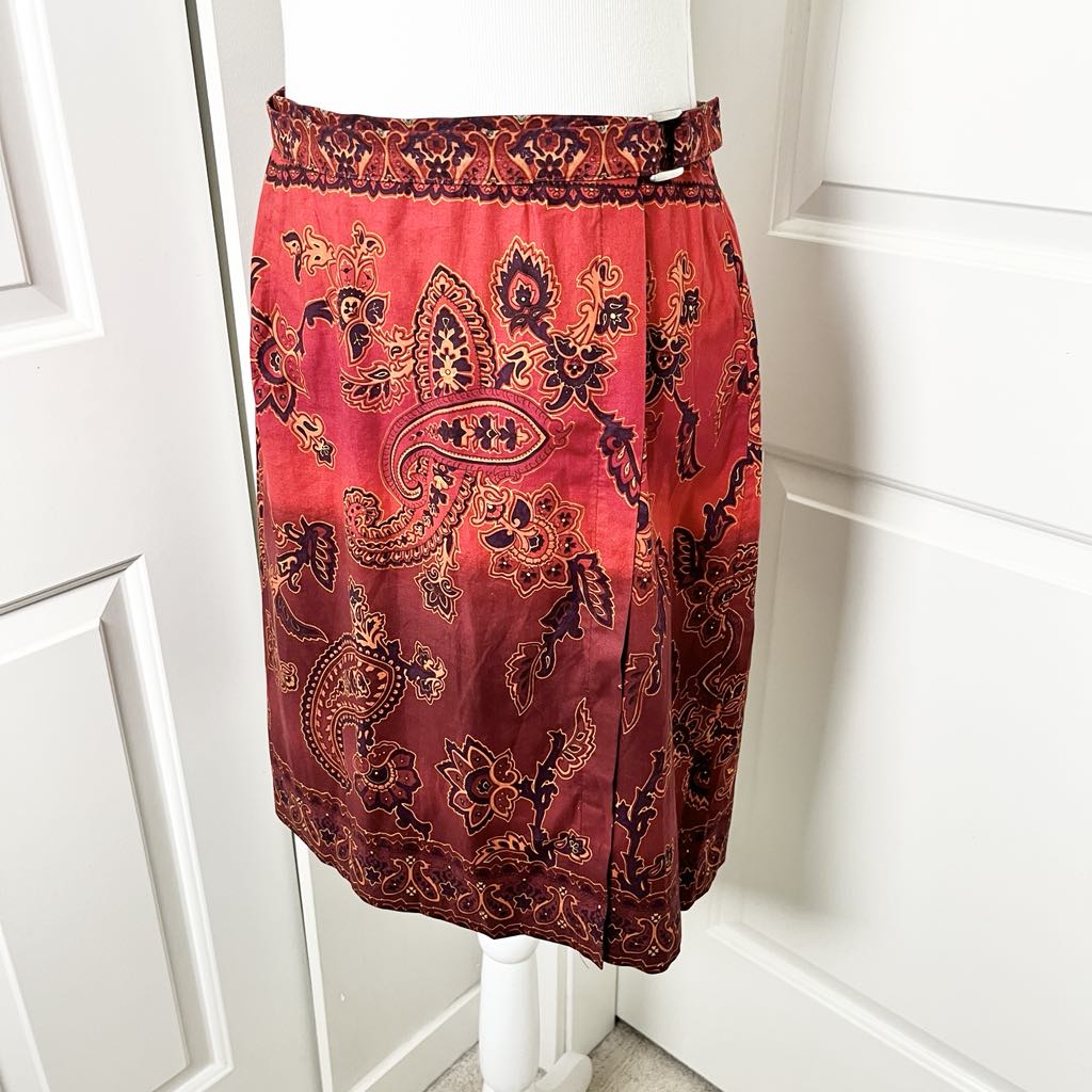 Vintage St. Michael x Marks & Spencer Red Paisley Wrap Skirt – Boho Resort US10