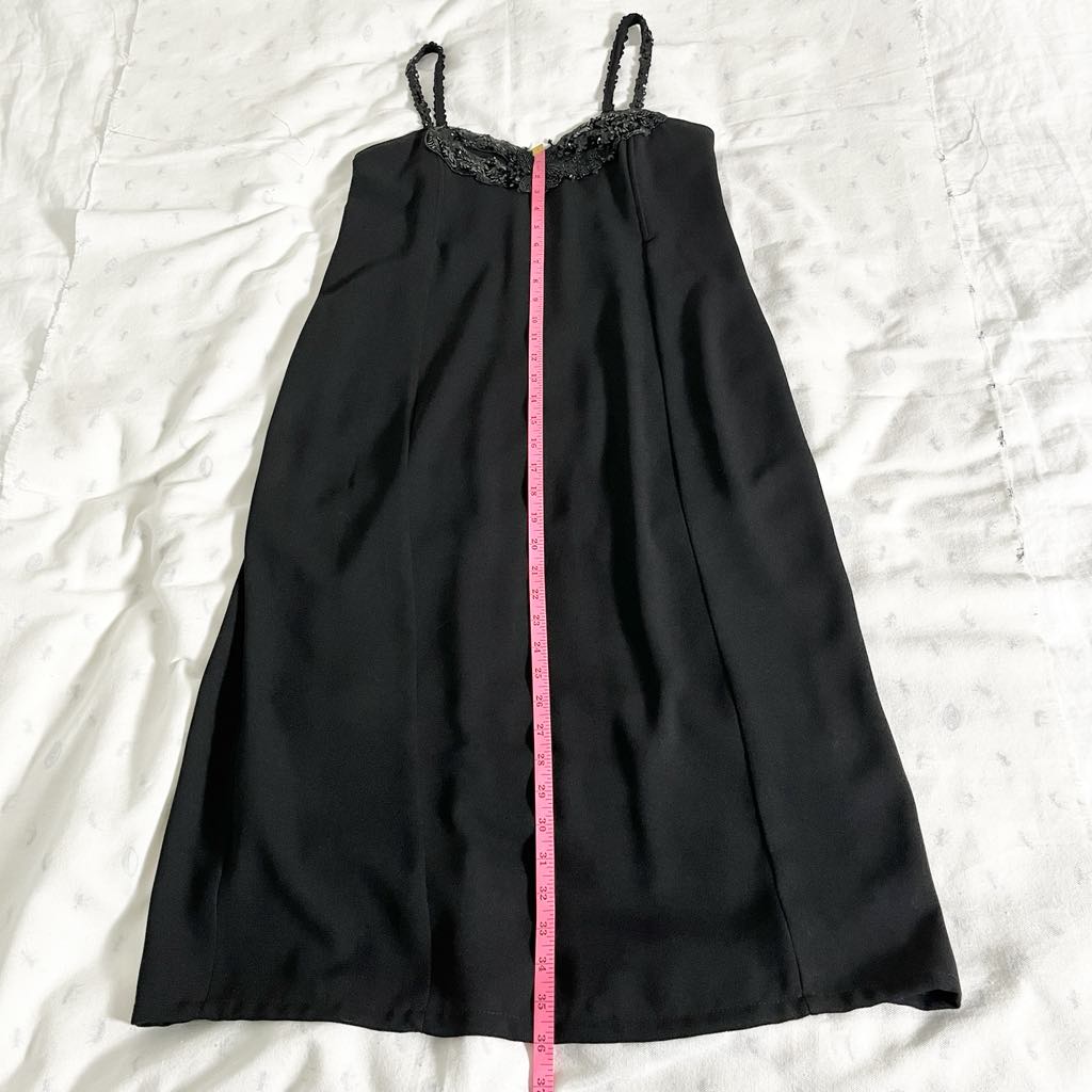 Vintage She Europe Black Sequined Strappy Midi Cocktail Dress - Size 8