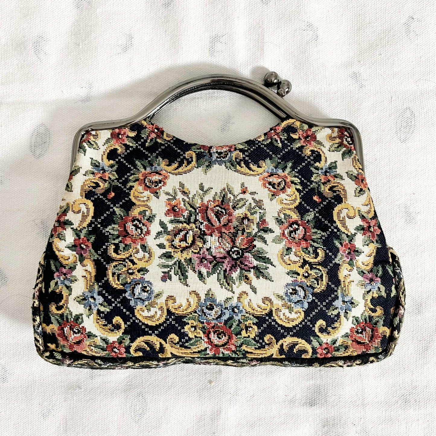 Vintage 60s 70s Bohemian Floral Tapestry Clutch Bag - Multicolor