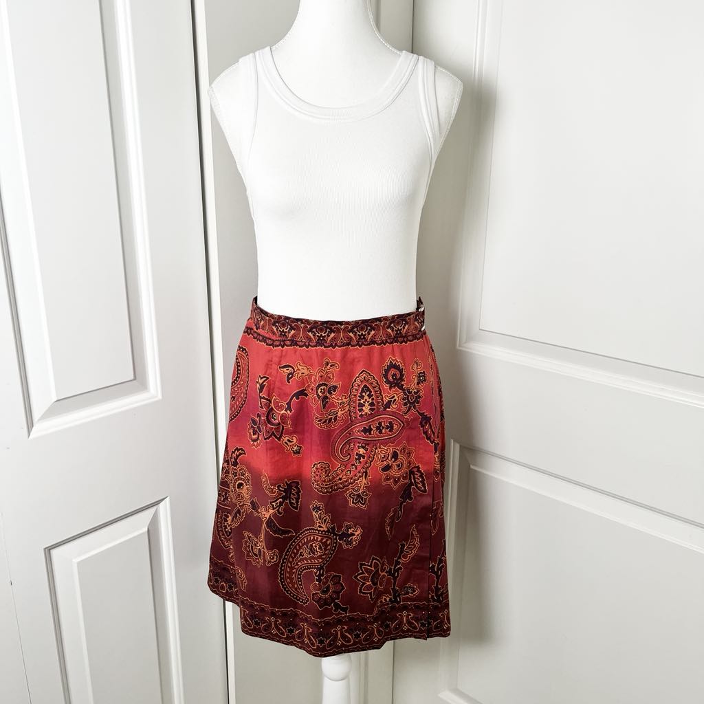 Vintage St. Michael x Marks & Spencer Red Paisley Wrap Skirt – Boho Resort US10