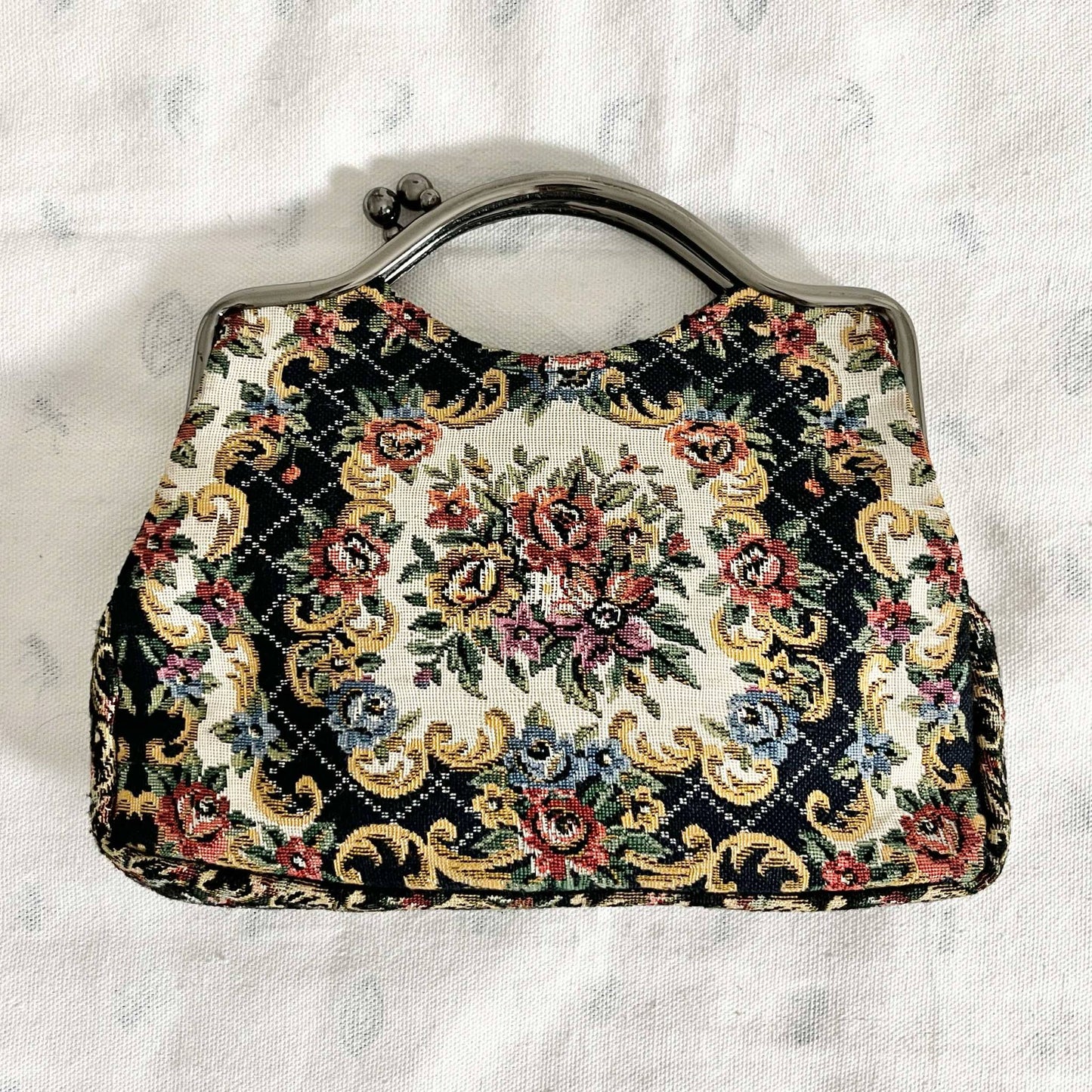 Vintage 60s 70s Bohemian Floral Tapestry Clutch Bag - Multicolor