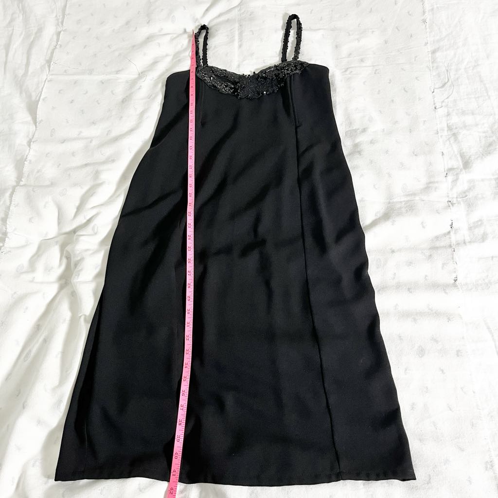 Vintage She Europe Black Sequined Strappy Midi Cocktail Dress - Size 8