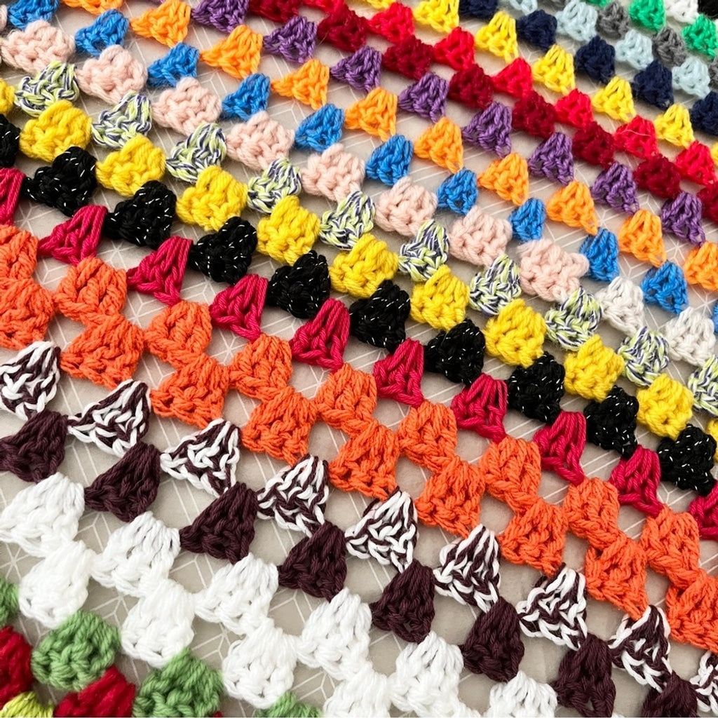 Vintage Granny Square Crocheted Afghan Multicolored Boho Throw Blanket Handmade