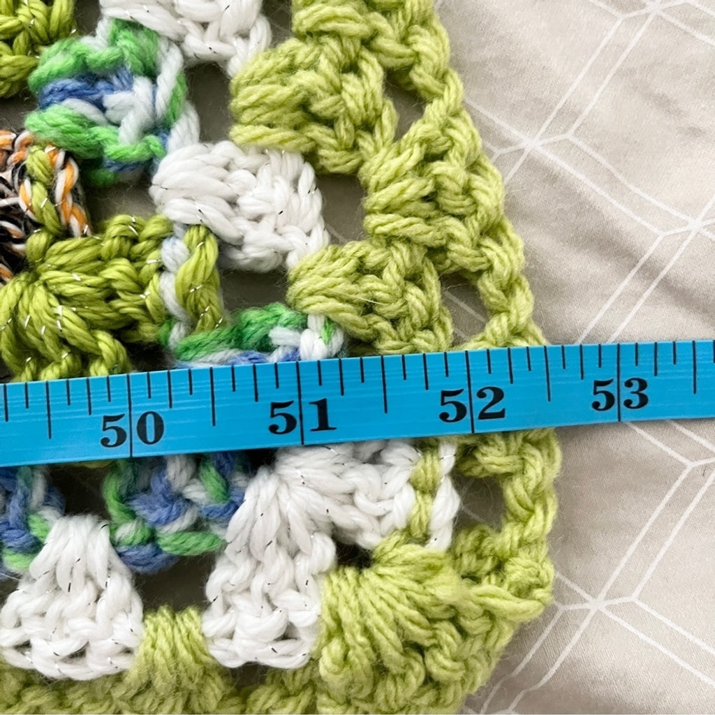 Vintage Granny Square Crocheted Afghan Multicolored Boho Throw Blanket Handmade