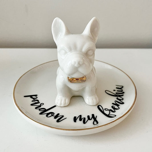 French Bulldog Ceramic Jewelry Dish Tray, Perfect Organizer for Rings & Trinkets
