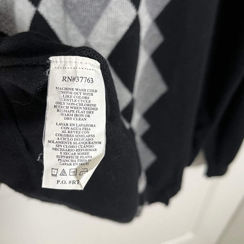 Perry Ellis Retro Argyle Sweater-Black-Men Large