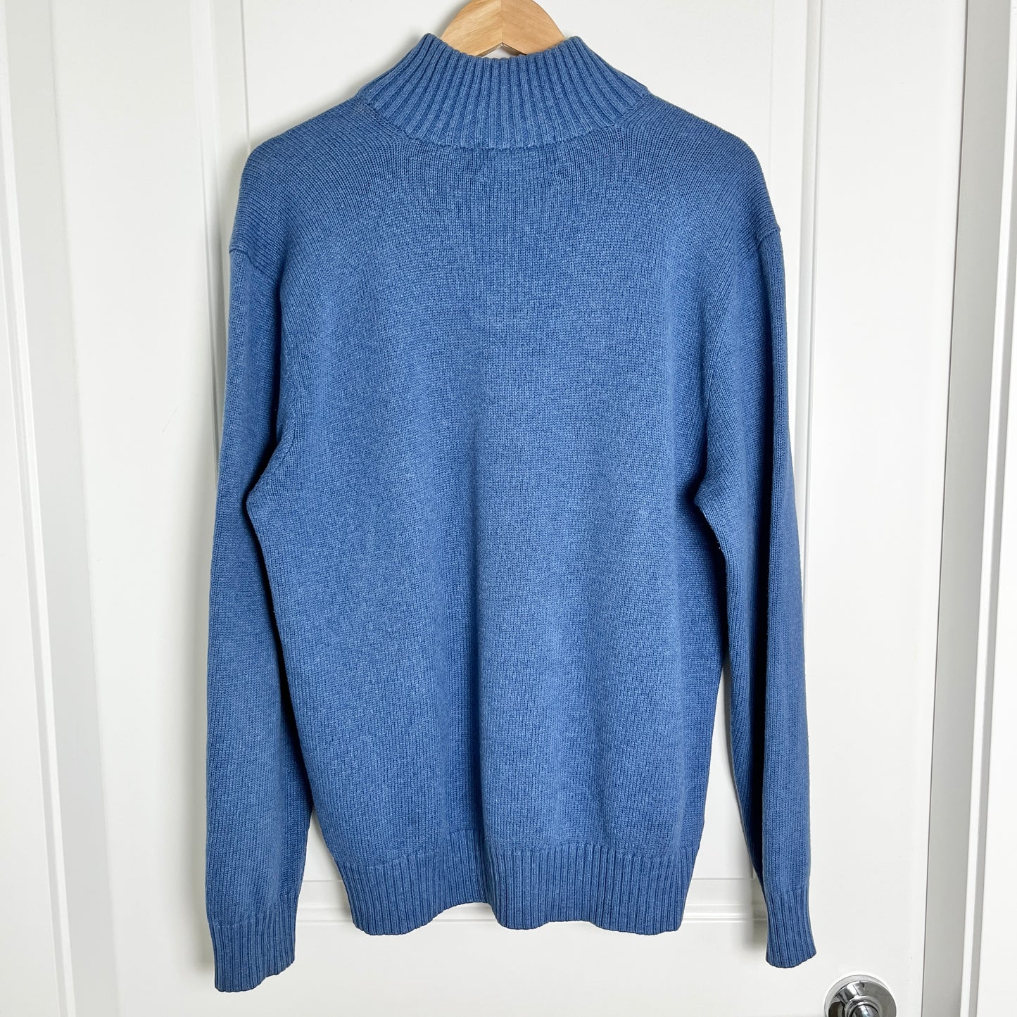 Vintage Polo by Ralph Lauren Blue Knit Mockneck Sweater - Classic Style, Large