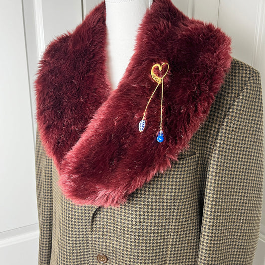 Vintage Made in Italy Houndstooth Wool Blazer with Detachable Collar & Handmade Heart Brooch (Unisex Medium, Worn Oversized for Smaller Sizes)