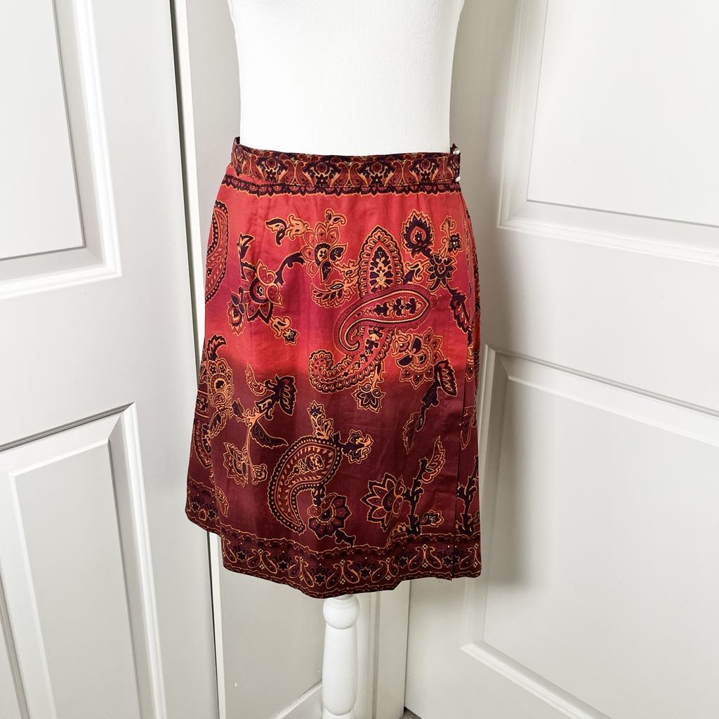 Vintage St. Michael x Marks & Spencer Red Paisley Wrap Skirt – Boho Resort US10