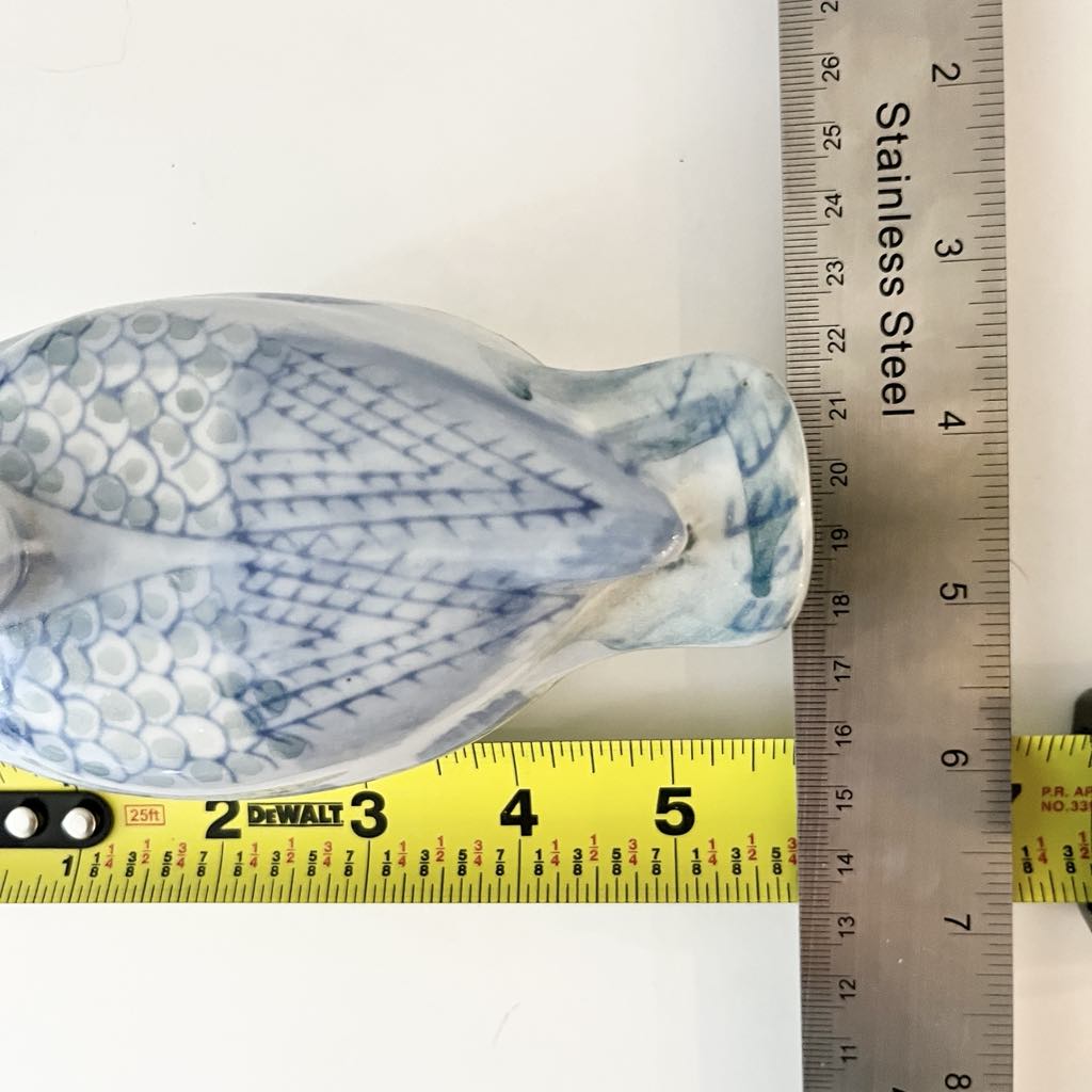 Set of 2 Vintage Chinese Blue & White Ceramic Duck & Floral Trinket Lidded Boxes